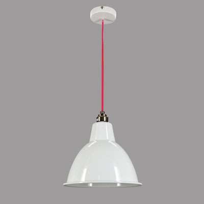 Industrial style pendant light in glossy white color