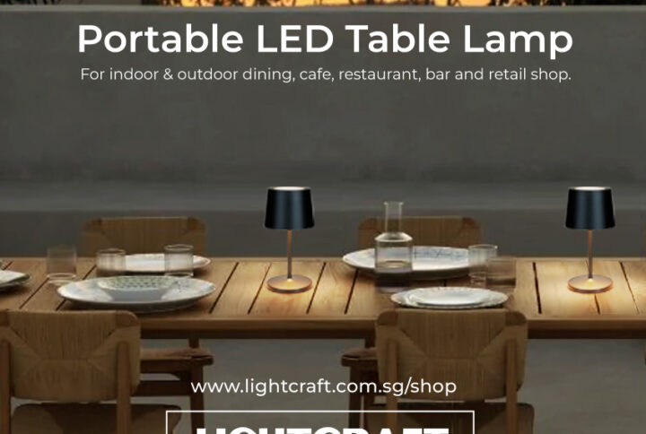 LCL TL02 Pro Mini Outdoor LED Table Lamp on alfresco dining table