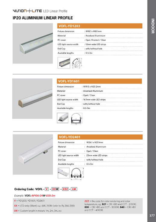 VisionLite Catalog Aluminum Profile page