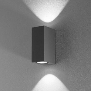 LED Wall Light from KWE 1590103 with up light and down light on exterior wall.